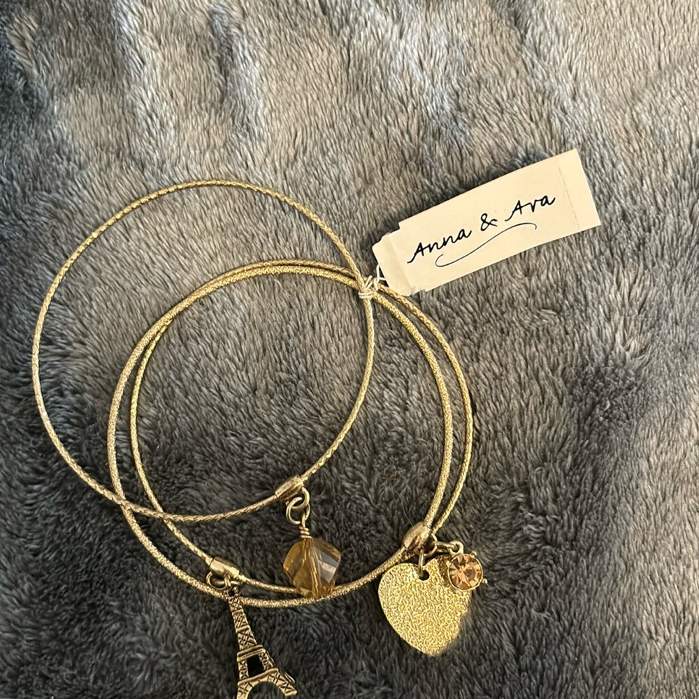 Anna and Ava gold bangles. 3 total